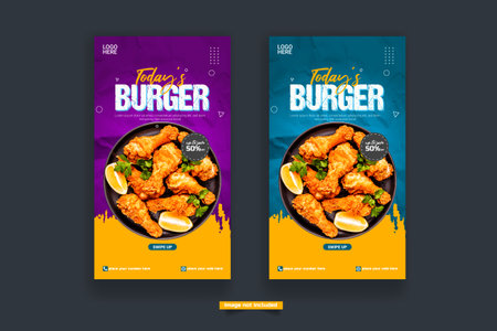 Vector food story post design template design social media post restaurant story designのイラスト素材