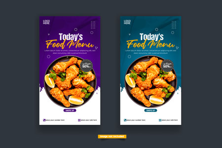 Vector food story post design template design social media post restaurant story designのイラスト素材