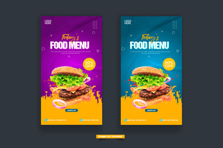 Vector food story post design template design social media post restaurant story designのイラスト素材