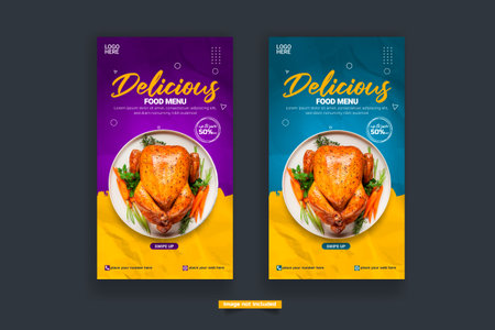 Vector food story post design template design social media post restaurant story designのイラスト素材