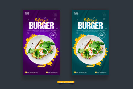 Vector food story post design template design social media post restaurant story designの写真素材