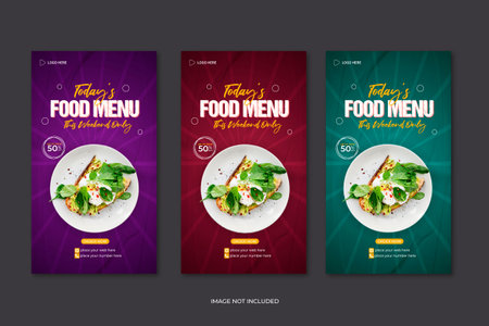 Vector food story post design template design social media post restaurant story designの写真素材