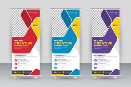 Roll up banner design template, vertical, abstract background, pull up design, modern x-bannerのイラスト素材