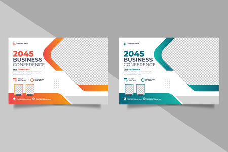 Vector abstract corporate horizontal business conference flyer template or business webinar event flyerのイラスト素材