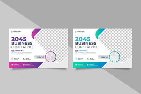 Vector abstract corporate horizontal business conference flyer template or business webinar event flyerのイラスト素材