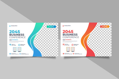 Vector abstract corporate horizontal business conference flyer template or business webinar event flyerのイラスト素材