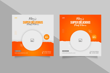 Vector social media food template, restaurant social media post templateのイラスト素材