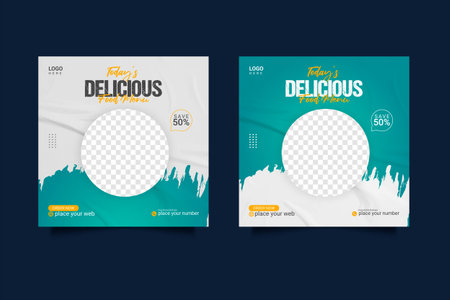 Vector social media food template, restaurant social media post templateのイラスト素材