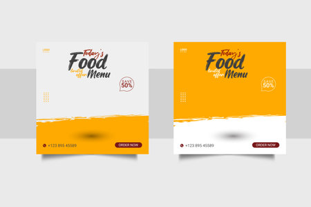 Vector social media food template, restaurant social media post templateのイラスト素材