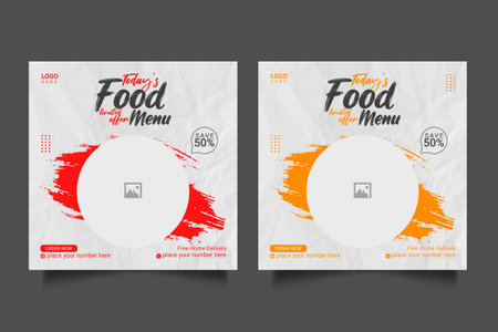 Vector social media food template, restaurant social media post templateの写真素材