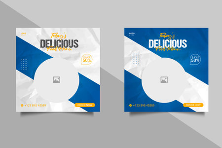 Vector social media food template, restaurant social media post templateのイラスト素材