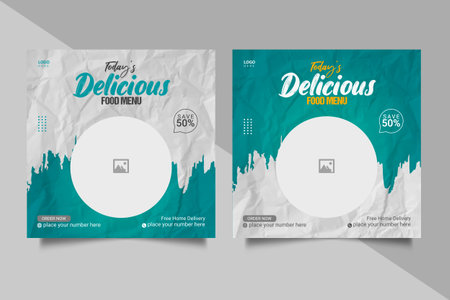 Vector social media food template, restaurant social media post templateの写真素材