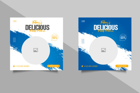 Vector social media food template, restaurant social media post templateのイラスト素材
