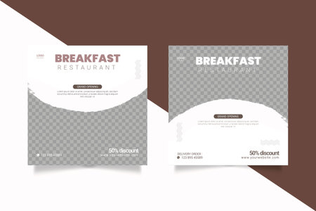 Vector social media food template, restaurant social media post templateのイラスト素材
