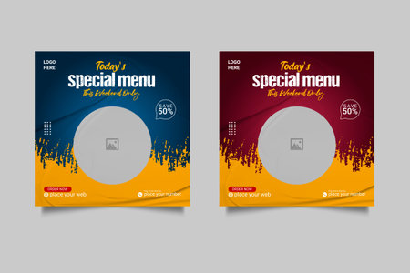 Vector social media food template, restaurant social media post templateの写真素材