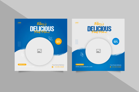 Vector social media food template, restaurant social media post templateのイラスト素材