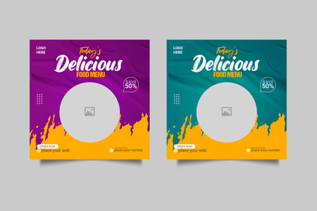 Vector social media food template, restaurant social media post templateの写真素材