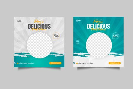 Vector social media food template, restaurant social media post templateのイラスト素材