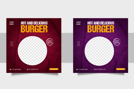 Vector social media food template, restaurant social media post templateの写真素材