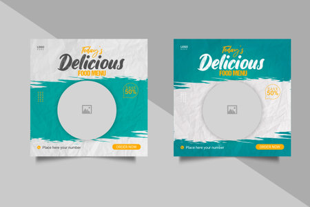 Vector social media food template, restaurant social media post templateの写真素材