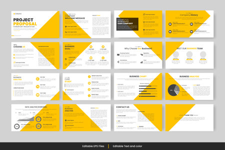 Annual report business presentation slide template and business proposal or brochureのイラスト素材