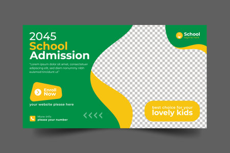 School admission  web banner template and social media postのイラスト素材