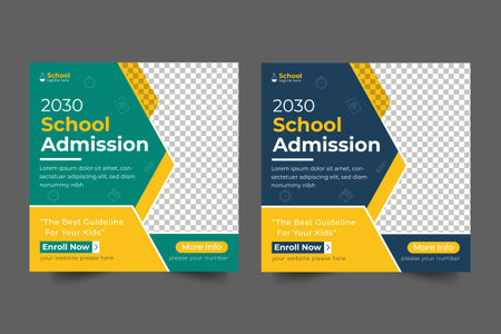 School admission  web banner template and social media postのイラスト素材