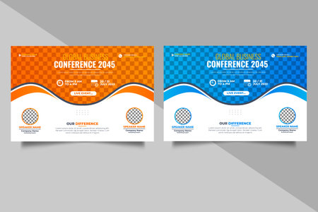 Vector annual business conference online live webinar and social media post template designのイラスト素材