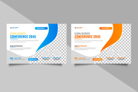 Vector annual business conference online live webinar and social media post template designのイラスト素材