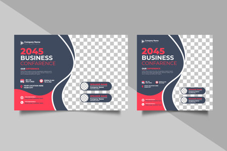 Vector annual business conference online live webinar and social media post template designのイラスト素材