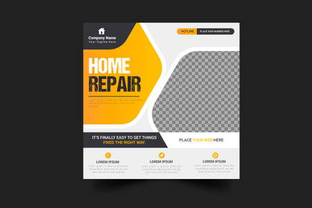 Vector handyman home repair  social media post  and web bannerのイラスト素材