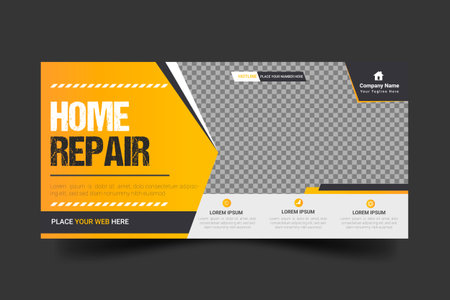 Vector handyman home repair web banner social media postのイラスト素材