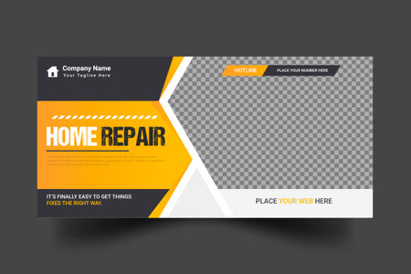 Vector handyman home repair web banner social media postのイラスト素材