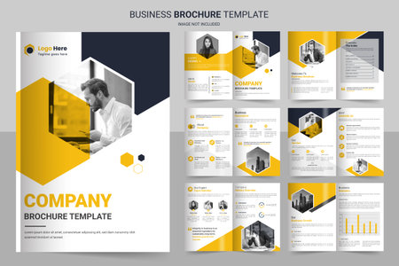 Business brochure template layout design,minimal business brochure template design, 12 page corporate brochure editable template layout.のイラスト素材