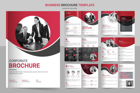 Business brochure template layout design,minimal business brochure template design, 12 page corporate brochure editable template layout.のイラスト素材