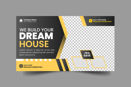 Vector construction renovation handyman home repair web banner social media post template designのイラスト素材