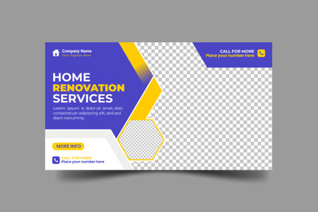 Vector construction renovation handyman home repair web banner social media post template designのイラスト素材