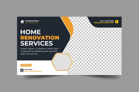 Vector construction renovation handyman home repair web banner social media post template designのイラスト素材