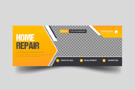 Vector construction renovation handyman home repair  social media  cover post template designのイラスト素材