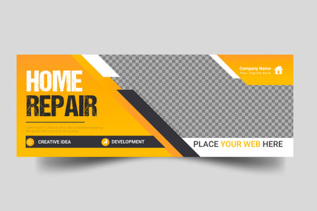 Vector construction renovation handyman home repair  social media  cover post template designのイラスト素材