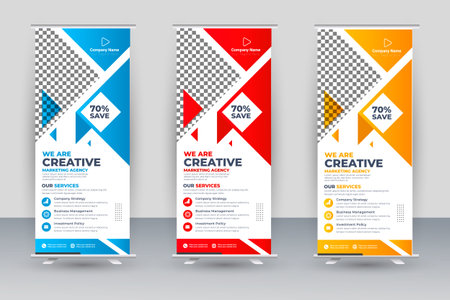 corporate x banner pull up roll up banner standee template with creative shapes and ideaのイラスト素材