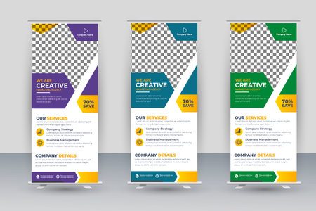 corporate x banner pull up roll up banner standee template with creative shapes and ideaのイラスト素材