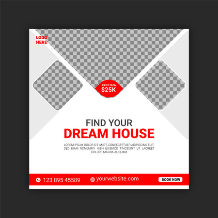 real estate house property post or social media banner templateのイラスト素材