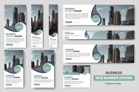 Abstract banner design web banner template Set, Horizontal header web banner, cover header background for website design, Social Media Cover ads banner, flyer  design templateのイラスト素材