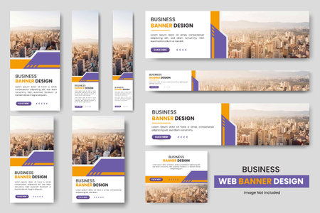 Abstract banner design web banner template Set, Horizontal header web banner, cover header background for website design, Social Media Cover ads banner, flyer  design templateのイラスト素材