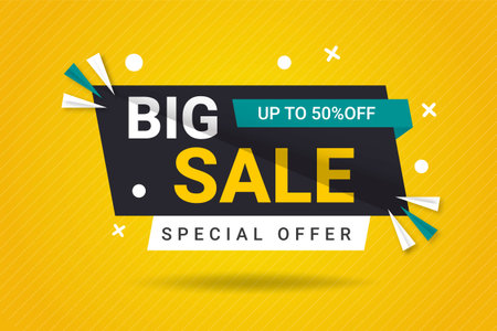 Mega sale discount banner set promotion with the yellow backgroundのイラスト素材