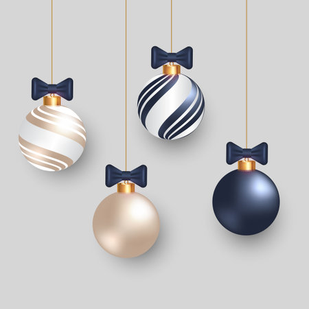 Merry christmas and happy new year design with balls and Vector merry christmas and happy new year greating cardのイラスト素材