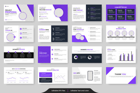 Presentation templates set for business and Business Proposal. Use for presentation background, brochure design, website slider, landing page, annual reportのイラスト素材