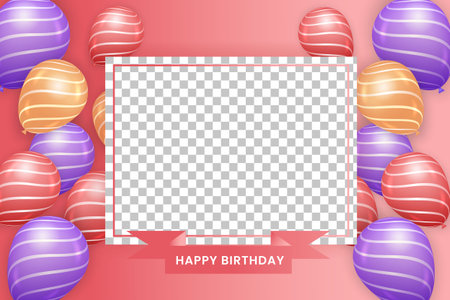 Birthday wish template design. Happy birthday typography with air balloon elements for party card invitation backgroundのイラスト素材