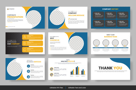 Vector corporate business presentation project proposal template, profile design, project report, corporate profileのイラスト素材